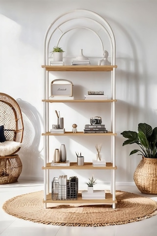 Çevir Kur Atlantik Çam Bohem Kitaplık Çok Amaçlı, 5 Raflı, Dekoratif Dolap 199x71x29 Cm Atlantik Çam