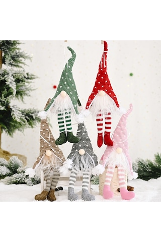 Springsun Noel Dekorasyonu: Aydınlatmalı Orman Baba Askılı Figür - Pembe Yaratıcı Yüzsüz Bebek Süs Eşyası