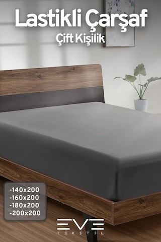 Eve Tekstil %100 Doğal Pamuk Tek Kişilik Rainforce Kumaş Lastikli Çarşaf Ve Yastık Kılıf Set Koyu Gri