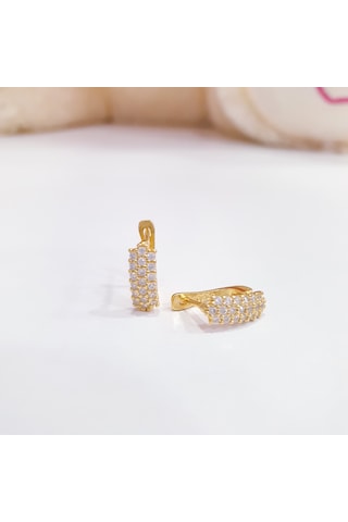 925 Ayar Gümüş Beyaz Taşlı Gümüş Çocuk Küpesi