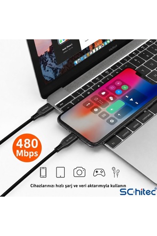 Schitec 60w Type-c To Type-c Hızlı Şarj Ve Data Kablosu Siyah 1m Hg/c-09cc