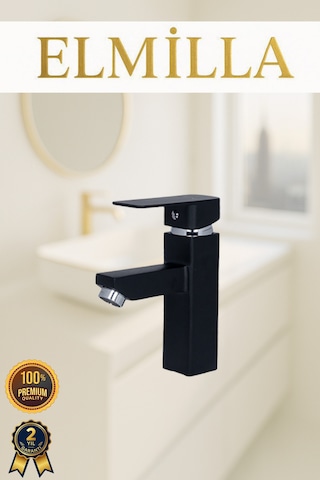 Siyah Kare Sabit Aç Kapa Lavabo Bataryası