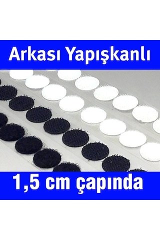 50 Adet 1,5 Cm Çap Arkası Yapışkanlı Yuvarlak Cırt Cırtlı Bant 50 Adet 1,5 Cm Çap Arkası Yapışkanlı Yuvarlak Cırt Cırtlı Bant