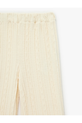 Koton Dokulu Beli Lastikli Geniş Paça Pantolon Ekru 7wkg40110ak