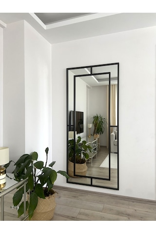 Effe Siyah Metal Çerçeveli 180x80 Cm Dekoratif Ayna
