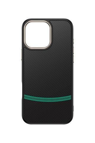 Apple Uyumlu iPhone 16 Pro Max Kılıf M-safe Şarj Özellikli Karbon Fiber Görünümlü Zore Antina Kapak Siyah - Yeşil