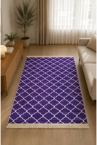 Kilim Paspas Çok Amaçlı Halı Makinede Yıkanabilir Toz Yapmaz Mor