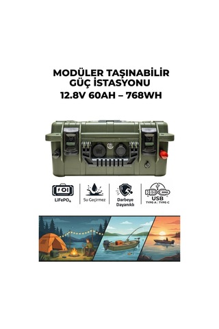 Oslo Iqx Modüler Taşınabilir Güç İstasyonu 12.8v 60ah-768wh Haki
