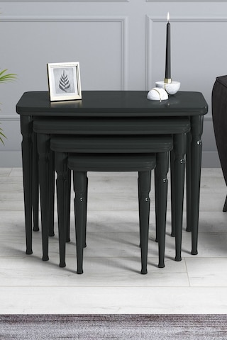 Imaj Mdf Ve Lake Boya, Antrasit 4lü Zigon Sehpa Takımı, Antrasit Gürgen Ayaklar Antrasit