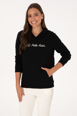 U.S. Polo Assn. Kadın Siyah Kapüşonlu Sweatshırt 50313559-VR046
