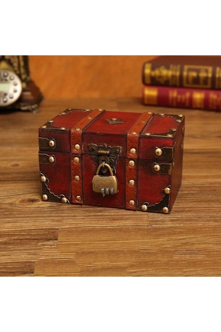 Parolalı Kilitli 1 Adet Retro El Yapımı Ahşap Saklama Kutusu, Parolalı Kilitli Zarif Yüksek Kaliteli Avrupa Tarzı Ev Saklama Kutusu. Diğer