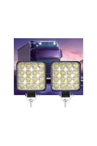 Off Road Sis Farı - Lamba 16 Led Kare Çalışma Lambası 2 Adet