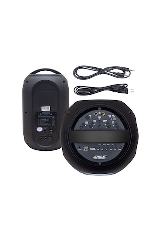 Shile Sl-2018a El Mikrofonlu-2 Mik Giriş-2 Gitar Girişli-kumandalı Usb+sd+bt Işıklı Şarjlı Seyyar Anfi