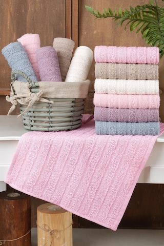 ZeynepTekstil Path 12'li 30x50 Cm El Ve Yüz Havlu Seti Mutfak Havlusu Pembe