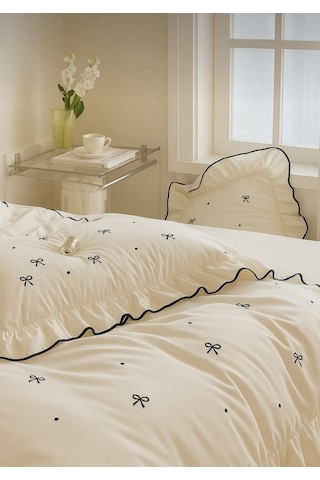 Uçkan Home Soft Elegance %100 Pamuk Çift Kişilik Nevresim Seti Krem--UCZ-000036