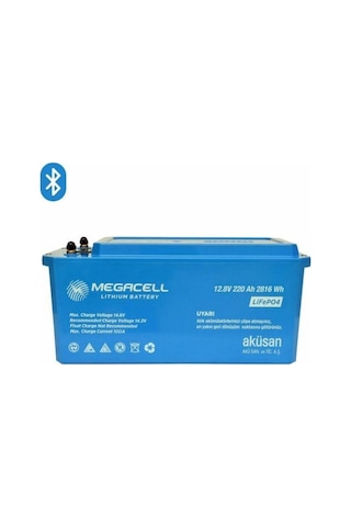 Megacell 12.8v 220ah Bluetooth Lifepo4 Lityum Demir Fosfat Akü Abs Kasa