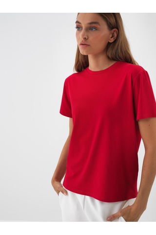 Xint Kırmızı Modal Dokulu Regular Fit Tişört 602376
