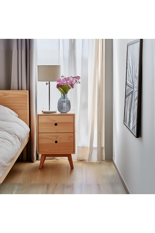 Modern Doğal Ahşap 2 Çekmeceli Komodin 1. Sınıf Masif Çam Ağac...