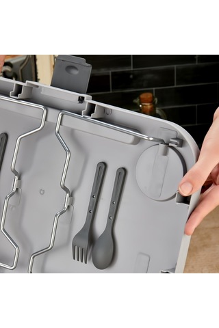 Bigmate Portatif Katlanır Piknik Seti 25lt Silikon Sepetli Masalı Piknik Sepeti Gri