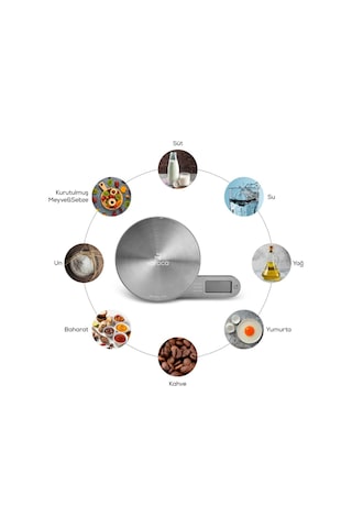 Karaca Gastro Scale 1003 Self Power Kinetik Enerjili Ekranlı Inox Mutfak Tartısı 5kg Kapasite