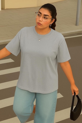 Büyük Beden Unisex Tişört Gri