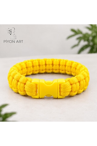 Piyonart El Yapımı Sarı Paracord Paraşüt İpi Erkek / Unisex Bileklik - Plastik Klipsli Outdoor Survi Piyonart El Yapımı Sarı Paracord Paraşüt İpi Erkek / Unisex Bileklik - Plastik Klipsli Outdoor Survi