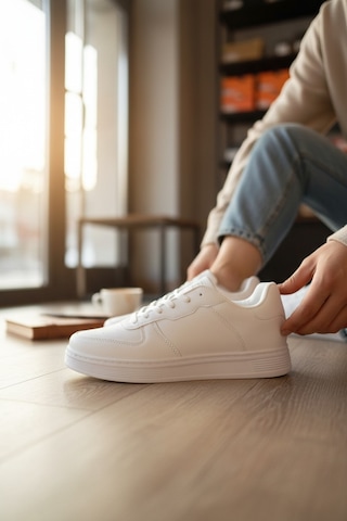 Enoch Bağcıklı Ve Düz Tabanlı Erkek Casual Sneaker Beyaz