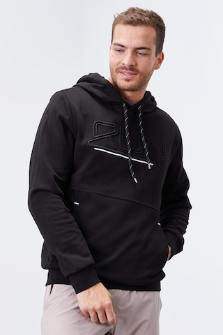 Tommy Life Siyah Yazı Nakışlı Standart Kalıp Kapüşonlu Erkek Sweatshirt - 87887 Siyah