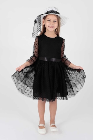 Ahengim Kız Çocuk Şapkalı Ve Tül Dantel Trend Elbise Ak2228 001