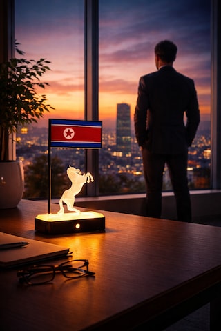 Kuzey Kore Bayrak Led Masaüstü Dekor Kişiye Özel İsimli Minimal Tasarım Modern Ev Ofis Aksesuarı Hediyelik 3d Baskı Gece Lambası Ebat-Renk-20Cm-Siyah