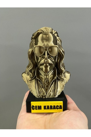 Cem Karaca Büst Figür 13 Cm Altın Sarısı Koleksiyonluk Heykelcik & Dekoratif Masaüstü Süsü