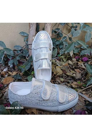 Scarpe Magiche Gümüş Peri Işıltılı Sneaker 31-35 Numara Arası Işıksızdır Gümüş