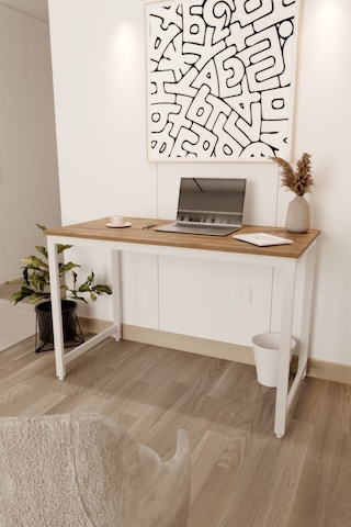 Çalışma Masası Bilgisayar Ofis Masası 60 X 120 Cm -ahşap - Beyaz Ahşap - Beyaz