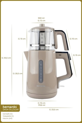 Bernardo Venedik 1.7 L Cam Demlikli Çay Makinesi