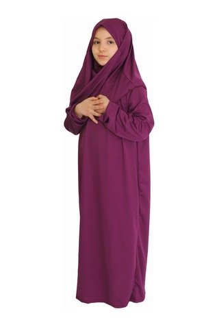 Mürdüm Çocuk Fermuarsız Namaz Elbisesi Mürdüm