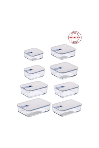 Neoflam Perfect Seal Cam Saklama Kabı Bej 8 Adet Bej