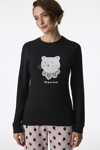 Penti Siyah Moody Uzun Kollu Tişört Pijama Üstü