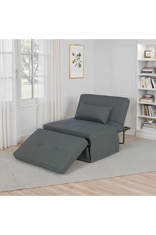 Cube Katlanır Yataklı Puf - Koyu Gri 96x189x42.5 / 96x168x92.5 Cm Koyu Gri