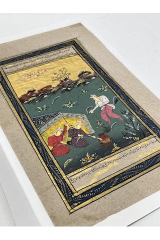 Seferde Yemek Adlı El Yapımı Minyatür Resim 20,5x12,5 Cm