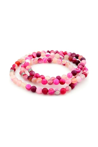 Pigado Pembe Akik Taşlı 99'Lu Hem Kolye Hem Bileklik Hem  Tesbih