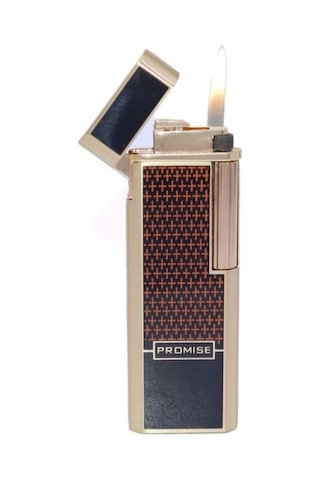 Promise Twiggy Siyah Gold İşlemeli Metal Soft Flame Çakmak