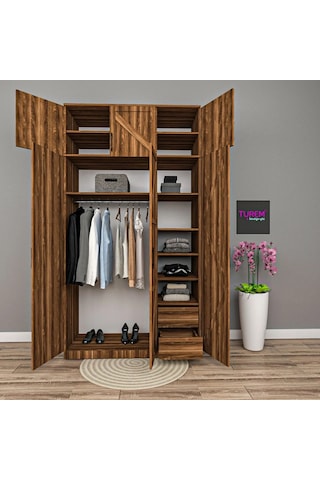 Loft 3 Kapılı Gardrop Mdf Sis Gri