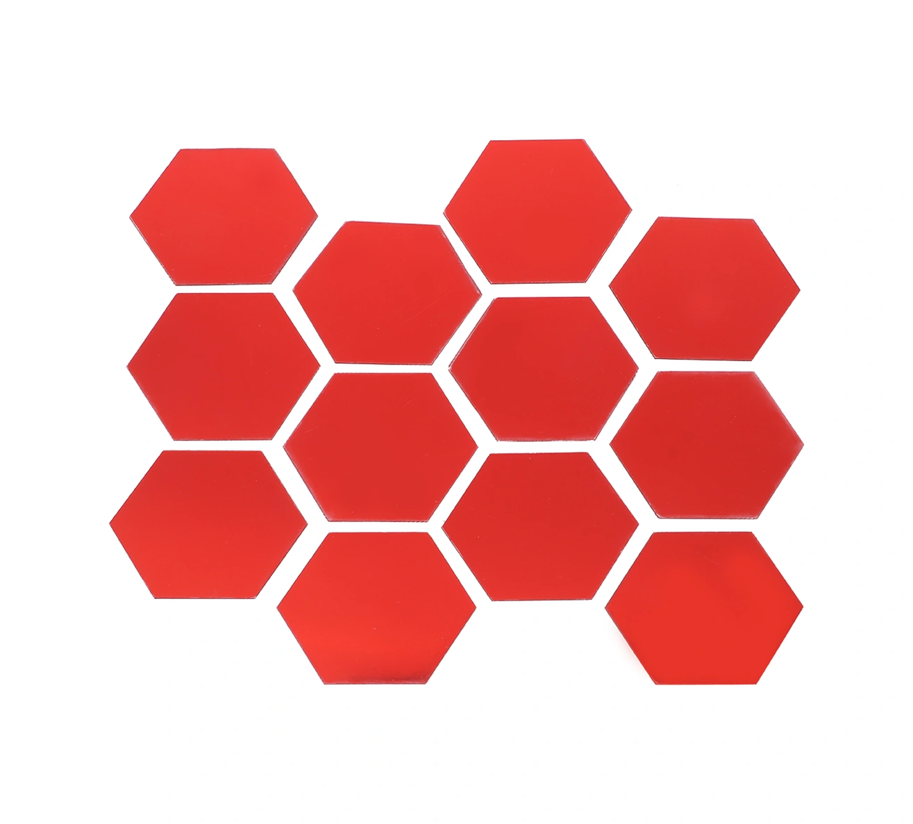 Geeroyoo Kırmızı Akrilik Hexagon Gölge Sticker - Nem Ve Kalıp Direnci, Duvar Dekorasyonu, 4cm Kenar Uzunluğu, 12 Adet Paket Sm102 Diğer