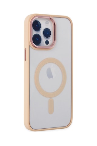 Apple iPhone Uyumlu 14 Pro Max Kılıf Room Magneticsafe Silikon - Pudra