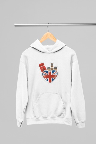 Magors Stıl-x Londra Baskılı Unısex Kapüşonlu Sweatshırt Beyaz-5