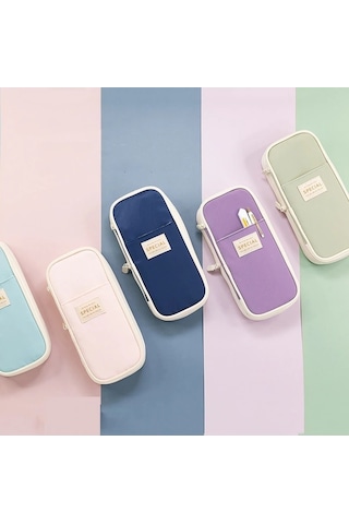 Willowhaven Macaron Kırtasiye Kutusu, Çift Katmanlı, Koyu Mavi, Geri Çekilebilir, Büyük Kapasiteli Kalem Kutusu Koyu Mavi