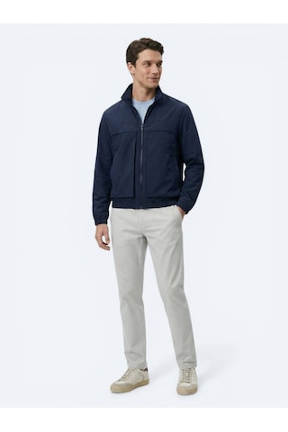Kip Lacivert Relaxed Fit Dik Yaka Casual Dokuma Mont