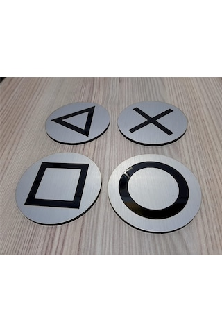 Playstation Bardak Altlığı - Pleksi Gümüş - Siyah