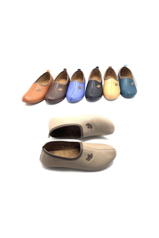 Deritarz Hakiki Deri Hac Umre Tavaf Patiği Ve Ev Ayakkabısı Bej