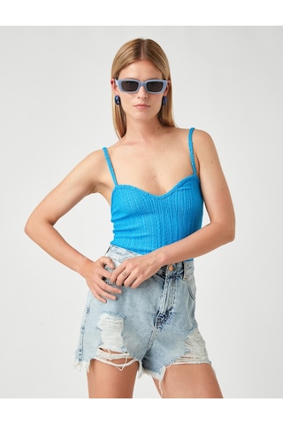 Koton Şahika Ercümen X Koton - Askılı Kalp Yaka Atlet Turkuaz 2sak10576ek 2SAK10576EK607